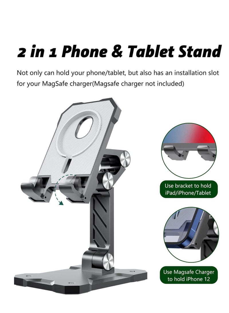 SOLARAE Phone Holder Compatible with Magsafe Charger Stand Adjustable Phone Stand iPad Holder for Desk Compatible with iPhone 14 pro max 13 12 11 iPad Air iPad Pro Samsung Galaxy (Not include Charger) Black - Image 2