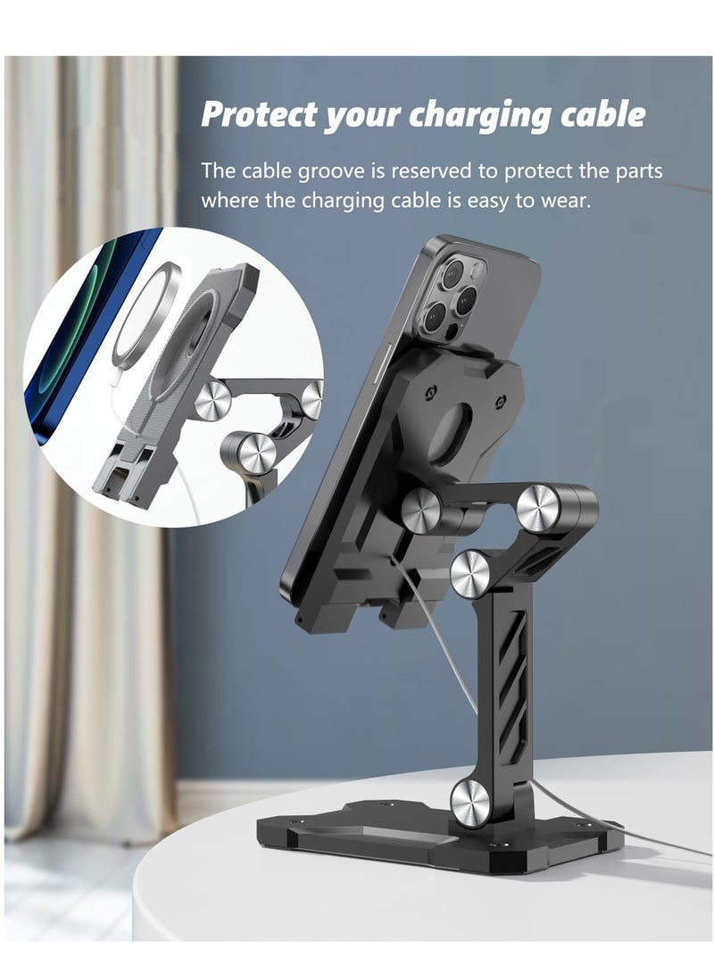 SOLARAE Phone Holder Compatible with Magsafe Charger Stand Adjustable Phone Stand iPad Holder for Desk Compatible with iPhone 14 pro max 13 12 11 iPad Air iPad Pro Samsung Galaxy (Not include Charger) Black - Image 3