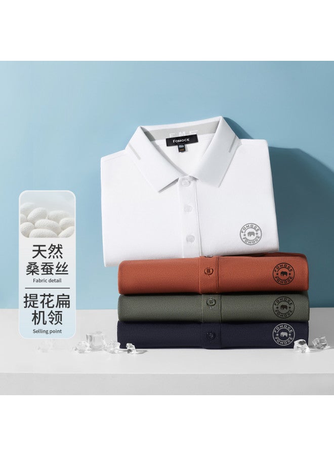 Fomoce breathable & Comfortable Business Casual Short-sleeve Polo Shirt For Men - Image 2