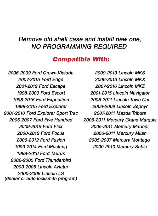 KeylessOption Just The Case Keyless Entry Remote Car Key Fob Shell Replacement - Black - Image 4