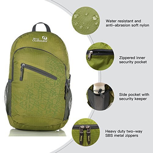Outlander Packable Handy Lightweight Travel Hiking Backpack Daypack-Green-L - Image 3