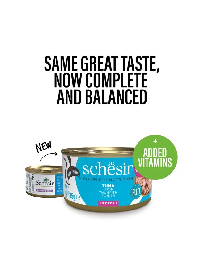 شيسر سلسلة شيسير للتغذية الكاملة والمتوازنة طعام رطب للقطط في مرق - تونة 6x85 جرام [6 علب] - Image 1
