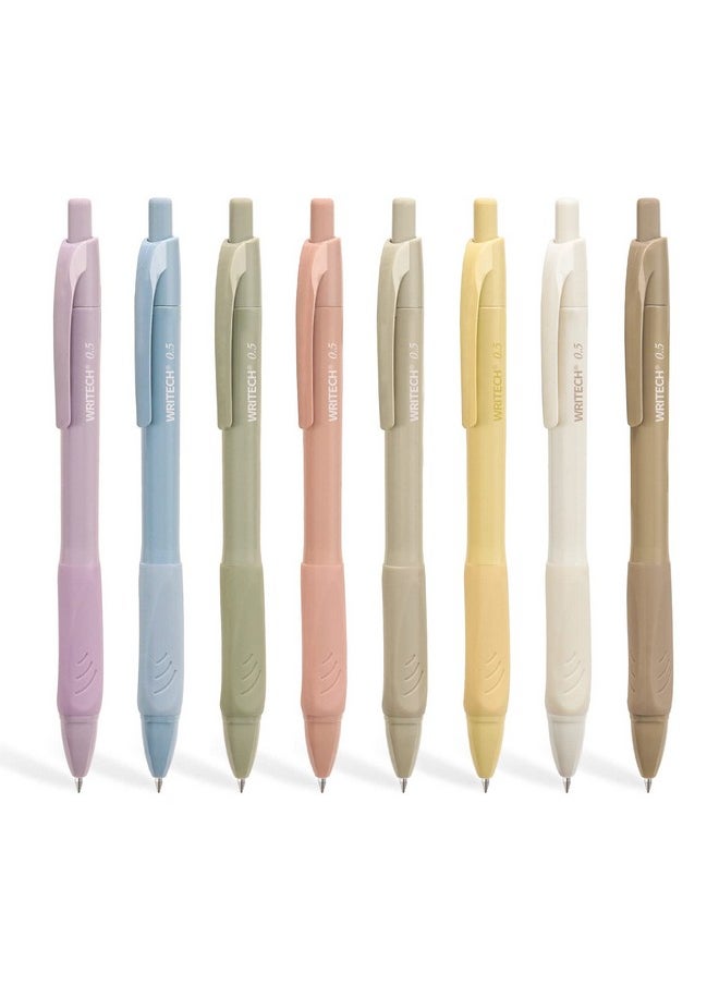 WRITECH 0.5Mm Gel Pens With Soft Grip 8Ct Retractable Black Ink Pens For Smooth Writing No Smear Or Smudge  - Image 1