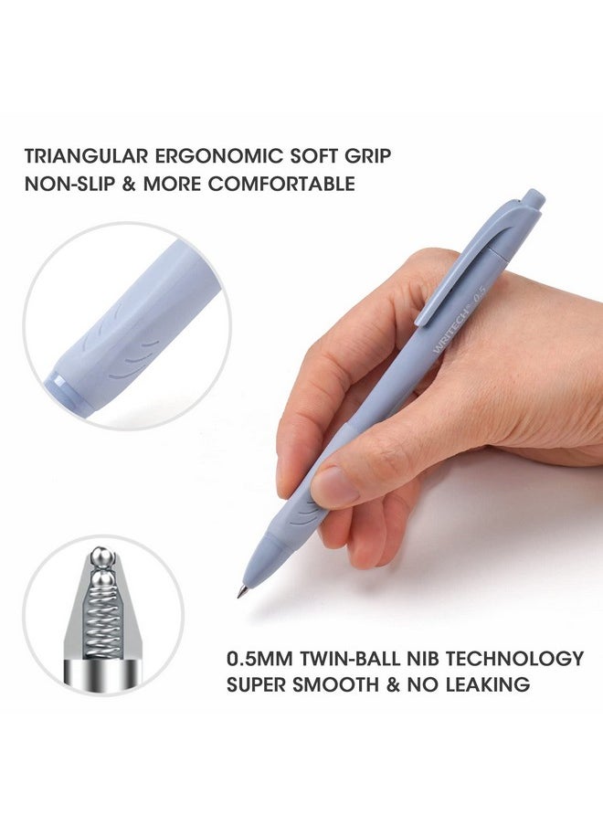 WRITECH 0.5Mm Gel Pens With Soft Grip 8Ct Retractable Black Ink Pens For Smooth Writing No Smear Or Smudge  - Image 2