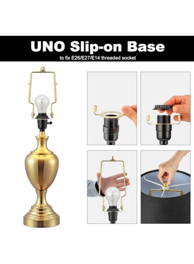 حامل ظل المصباح، مجموعة قوس المصباح القابلة للتعديل 7 8 9 10 بوصة مع شواية وسرج، محول UNO، قاعدة E14 E26 E27 متوافقة، إطار قوس نحاسي لمصابيح الطاولة أو الأرضية (ذهبي) - Image 3