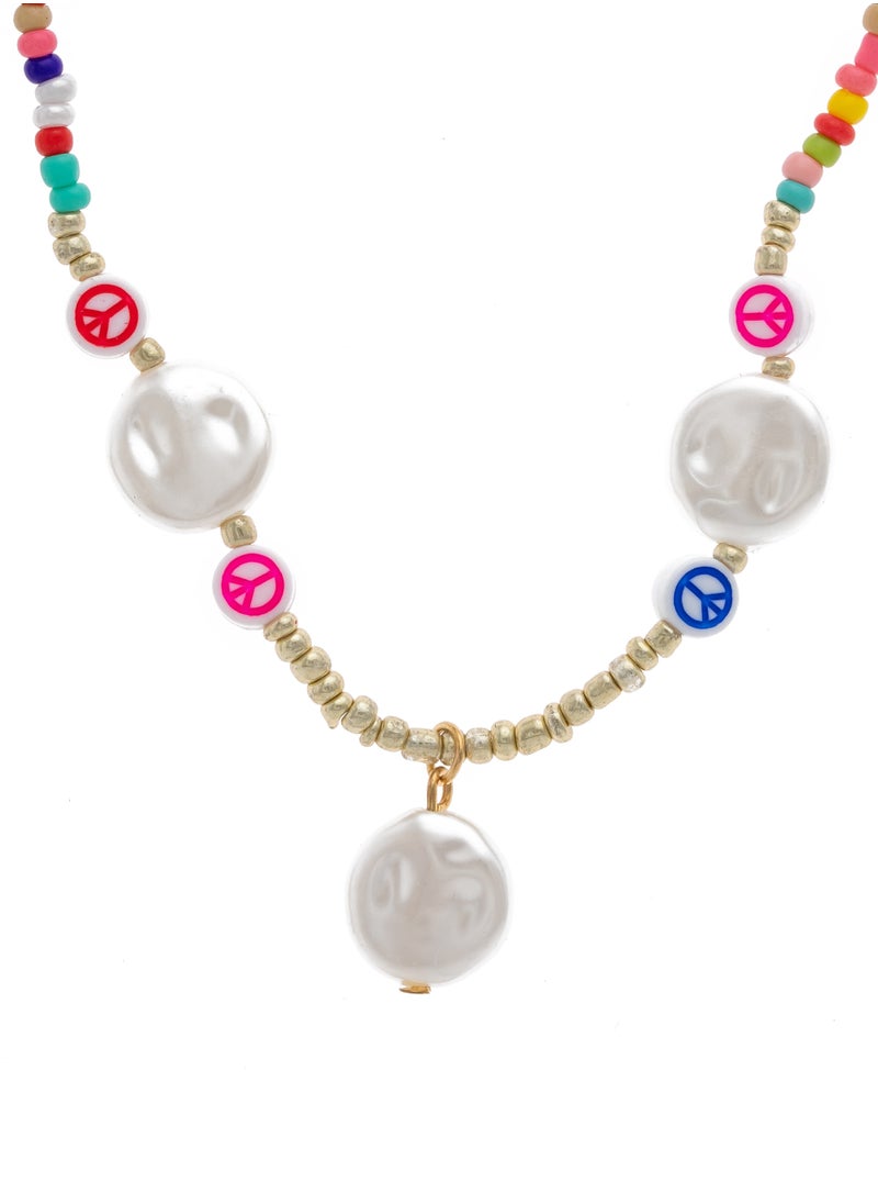 Season - Colorful beaded necklace with pearl pendants - Image 1