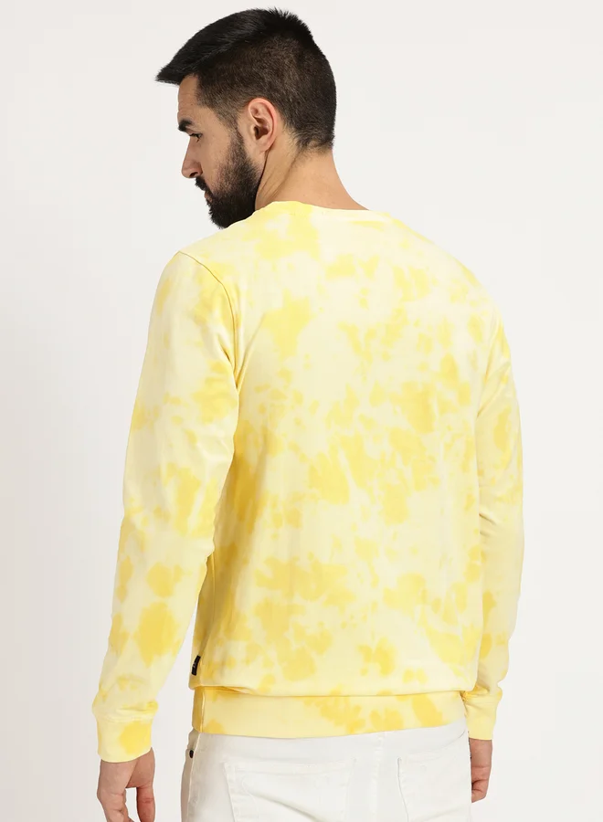 سيمبل آند رير Simple And Rare Tie and Dye Print Round Neck T-Shirt with Long Sleeves