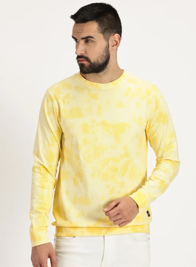 سيمبل آند رير Simple And Rare Tie and Dye Print Round Neck T-Shirt with Long Sleeves