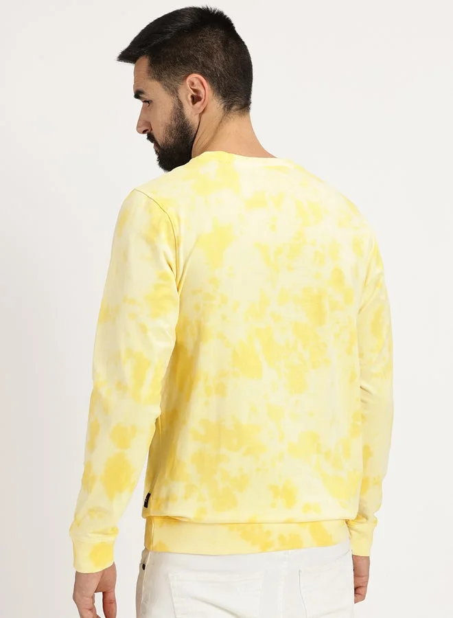 سيمبل آند رير تيشيرت بأكمام طويلة ورقبة دائرية بطبعة ربطة عنق وصبغ فريدة