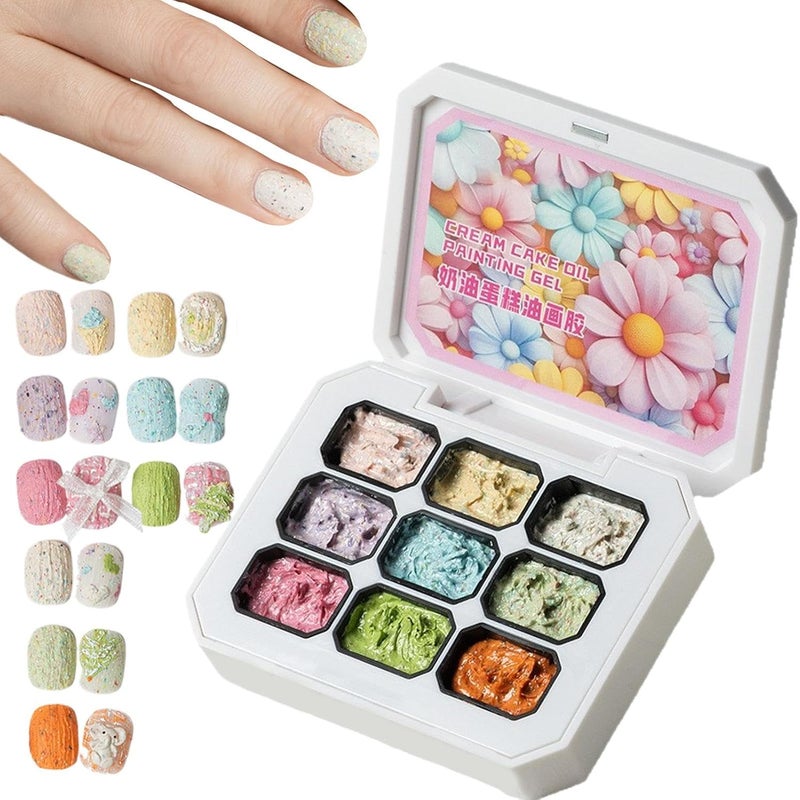 Nail Gel Palette - 9-Color Chip-Resistant Fingernail Art - Cream Nail Gel Kit | for Girls Women Bridal Home DIY Fingernail Holiday French Tips Extension Birthday - Image 1