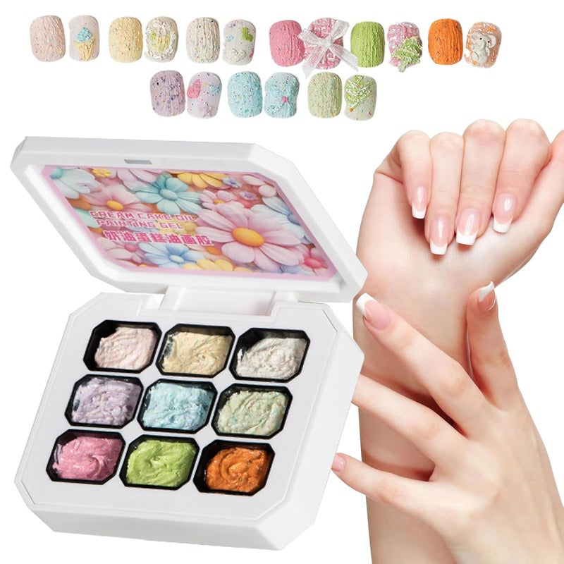 Nail Gel Palette - 9-Color Chip-Resistant Fingernail Art - Cream Nail Gel Kit | for Girls Women Bridal Home DIY Fingernail Holiday French Tips Extension Birthday - Image 4