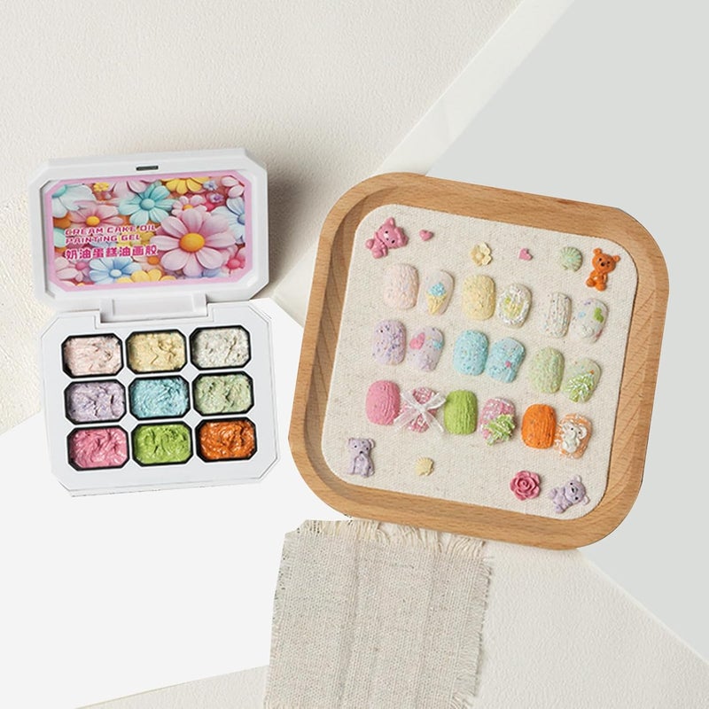 Nail Gel Palette - 9-Color Chip-Resistant Fingernail Art - Cream Nail Gel Kit | for Girls Women Bridal Home DIY Fingernail Holiday French Tips Extension Birthday - Image 5