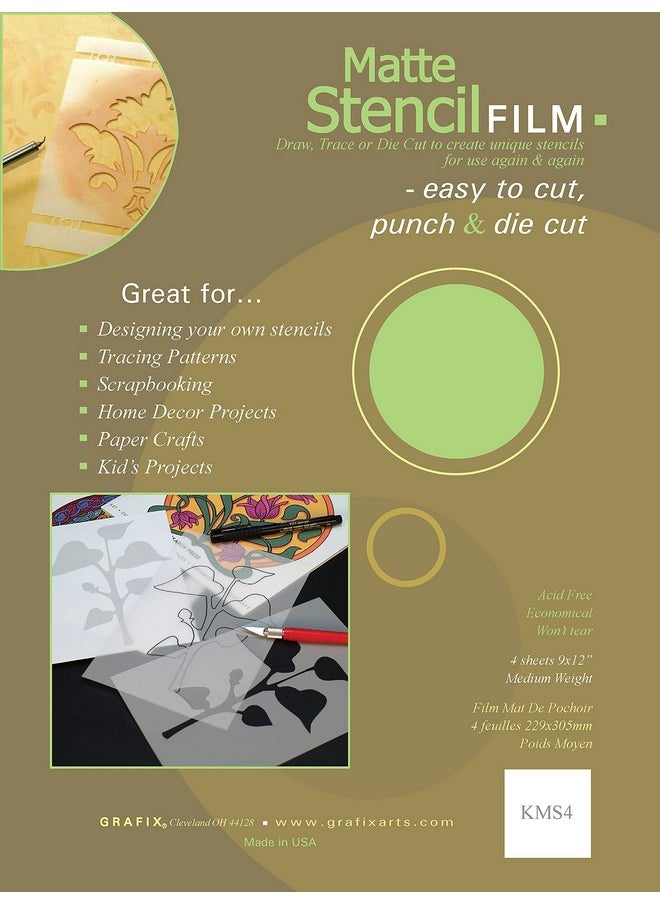 Grafix 9Inchby12Inch Stencil Film Matte; 4Pack  - Image 1