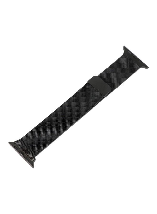 Milanese Loop Band Strap Compatible With Apple Watch 7 6 5 Stainless Steel 42 mm 44mm 45mm Iwatch Series Bracelet Accessories Watchband Black - Image 1