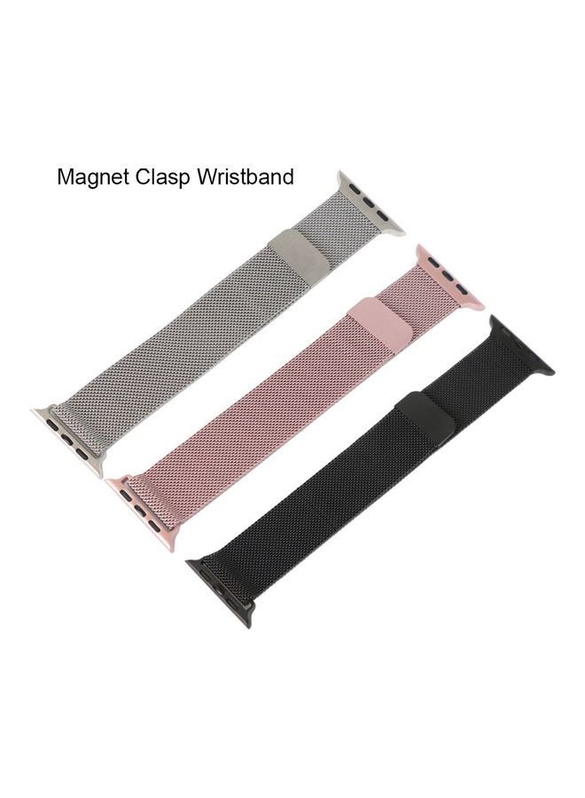 Milanese Loop Band Strap Compatible With Apple Watch 7 6 5 Stainless Steel 42 mm 44mm 45mm Iwatch Series Bracelet Accessories Watchband Black - Image 3