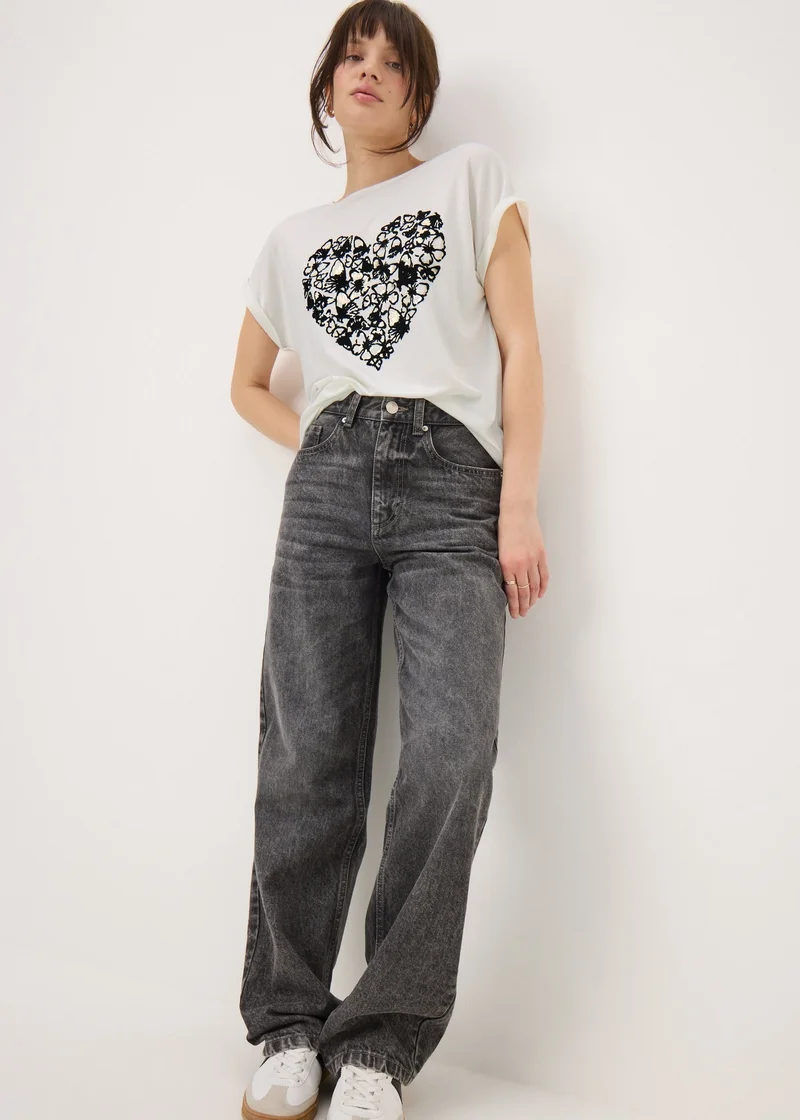 Matalan Ivory Butterfly Heart T-Shirt