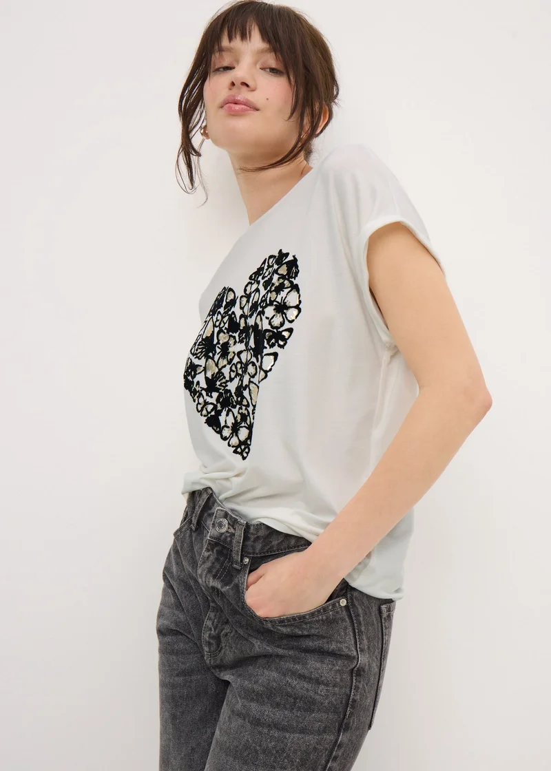 Matalan Ivory Butterfly Heart T-Shirt