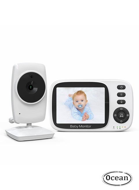 Video Baby Monitor with 1000ft Long Range, Auto Night Vision & Lullabies Playing, 3.2'' LCD Display, 2-Way Audio Talk, Temperature Sensor, Clock & Timer, Support 2X Zoom Amplification