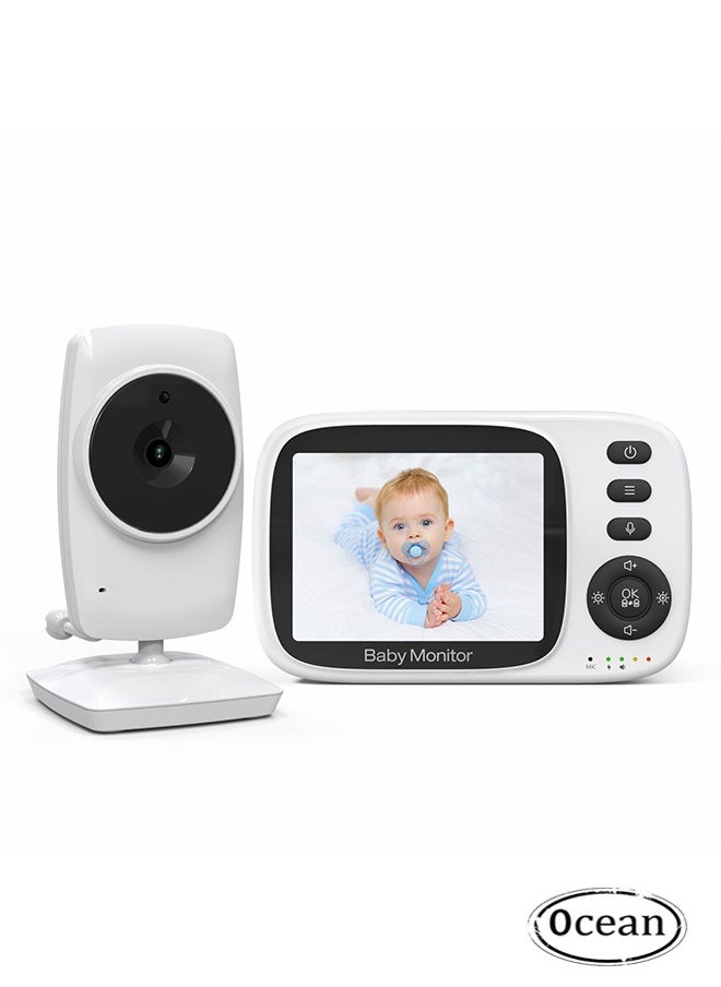 Ocean - Video Baby Monitor with 1000ft Long Range, Auto Night Vision & Lullabies Playing, 3.2'' LCD Display, 2-Way Audio Talk, Temperature Sensor, Clock & Timer, Support 2X Zoom Amplification - Image 1