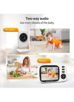 Ocean Video Baby Monitor with 1000ft Long Range, Auto Night Vision & Lullabies Playing, 3.2'' LCD Display, 2-Way Audio Talk, Temperature Sensor, Clock & Timer, Support 2X Zoom Amplification  - Image 3