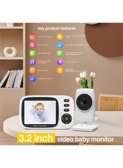 Ocean Video Baby Monitor with 1000ft Long Range, Auto Night Vision & Lullabies Playing, 3.2'' LCD Display, 2-Way Audio Talk, Temperature Sensor, Clock & Timer, Support 2X Zoom Amplification  - Image 2