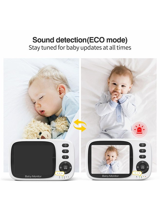 Ocean - Video Baby Monitor with 1000ft Long Range, Auto Night Vision & Lullabies Playing, 3.2'' LCD Display, 2-Way Audio Talk, Temperature Sensor, Clock & Timer, Support 2X Zoom Amplification - Image 1