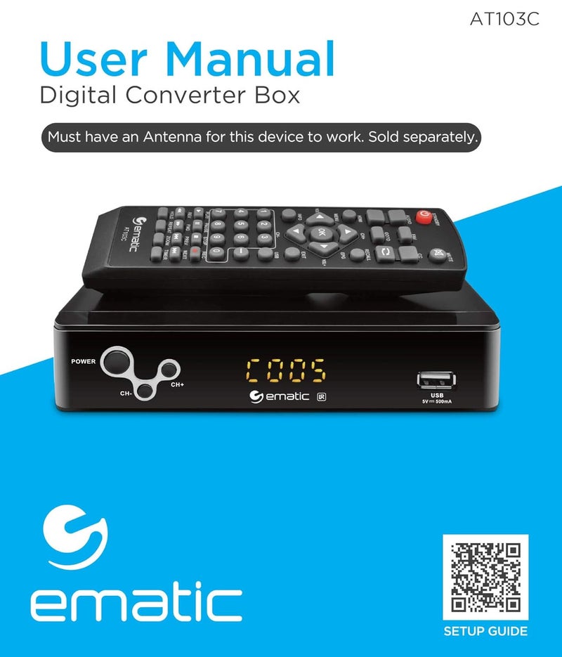 Ematic Digital Converter, Digital TV Converter Box with Recording, Playback, & Parental Controls, AT103B (Non-Retail Packaging) - Image 2