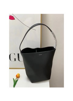 Generic New Row Leather Bucket Bag Large Capacity Tote for Women Black Medium 
