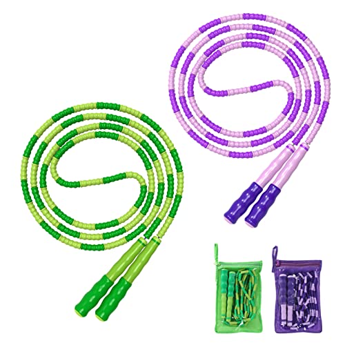 Leeboom Jump Rope, Adjustable Length Tangle-Free Segmented Soft Beaded Skipping Rope, Fitness Jump Rope for Kids, Man, and Women Weight Loss 9.2 Feet - Image 1