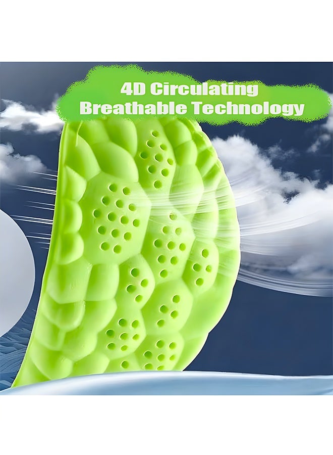4D Breathable Arch Support Insoles, Shock Absorption PU Memory Foam Shoe Inserts, Cuttable Cushion Insoles for Flat Feet, Plantar Fasciitis Relief, for Men Women Sneakers Running Shoes Boots Work Shoes, Size 40 (10 inch) - Image 3