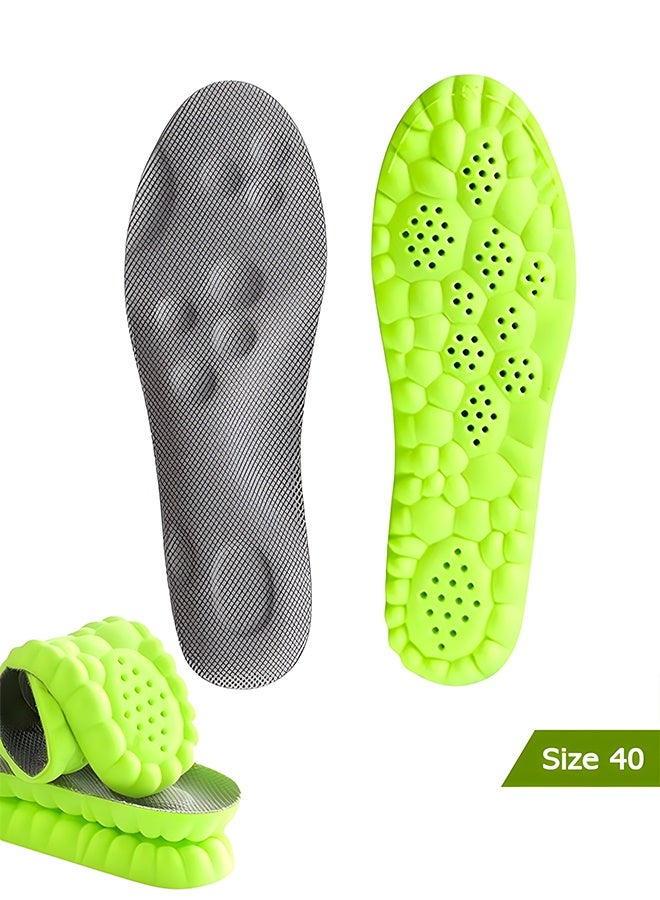 4D Breathable Arch Support Insoles, Shock Absorption PU Memory Foam Shoe Inserts, Cuttable Cushion Insoles for Flat Feet, Plantar Fasciitis Relief, for Men Women Sneakers Running Shoes Boots Work Shoes, Size 40 (10 inch) - Image 1