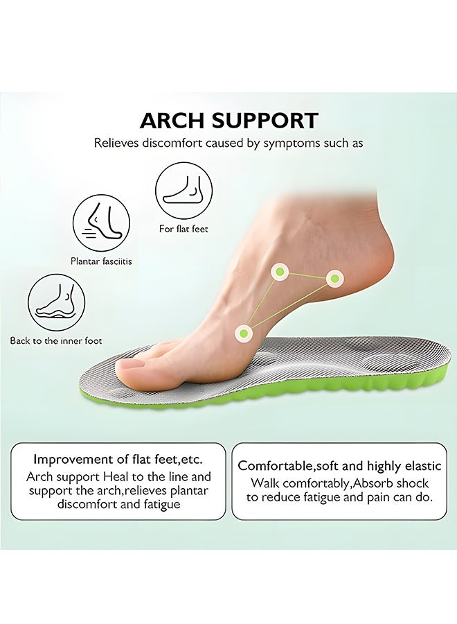 4D Breathable Arch Support Insoles, Shock Absorption PU Memory Foam Shoe Inserts, Cuttable Cushion Insoles for Flat Feet, Plantar Fasciitis Relief, for Men Women Sneakers Running Shoes Boots Work Shoes, Size 40 (10 inch) - Image 4