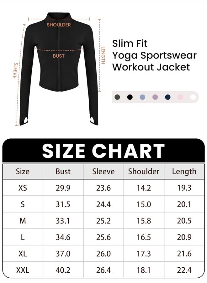 Tanming Women's Full Zip Seamless Workout Jacket Running Yoga Slim Fit Track Jacket (Black-S)  - Image 2
