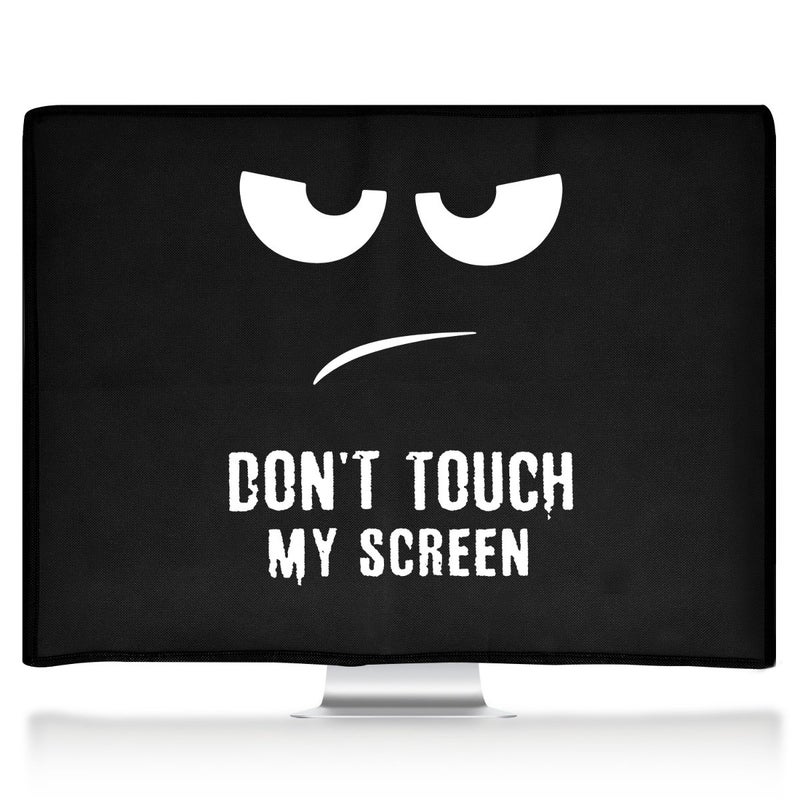 kwmobile Computer Monitor Cover Compatible with 27-28" Monitor - Don't Touch My Screen White/Black - Image 3