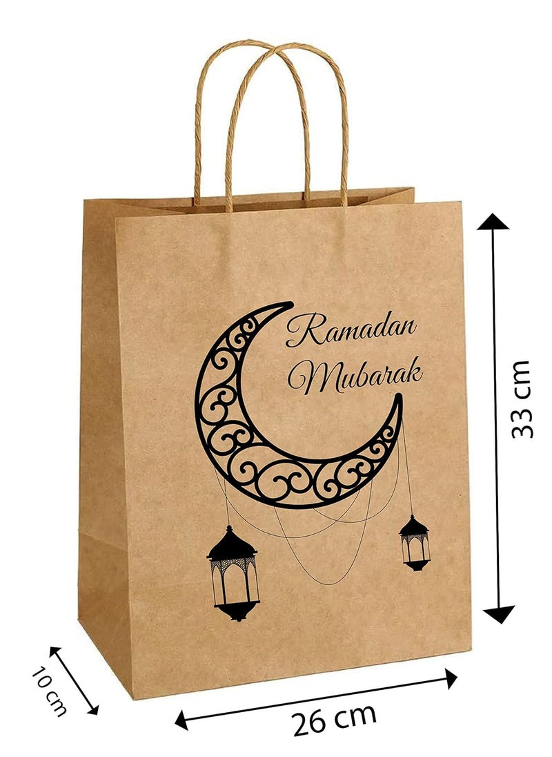 PRINTSHOP4ME 25Pcs Ramadan Kareem Kraft Brown Paper Gift Bags With Twisted Paper Handle Eco-Friendly ReUseable Biodegradeable Bags -Shopping Bag  - Image 2