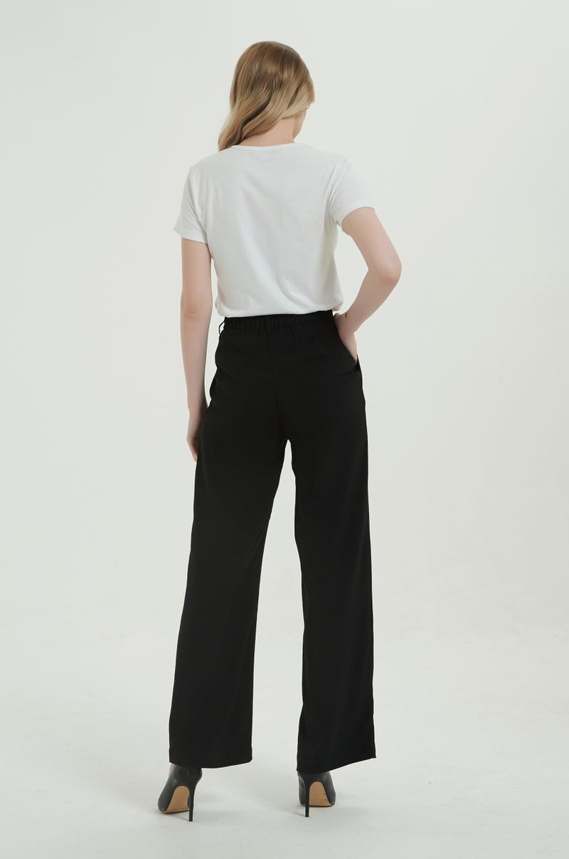 Tronjori Women High Waist Casual Straight Leg Long Business Work Suit Dress Pants Wide Leg Trousers Regular Waistband(4, Black) - Image 4