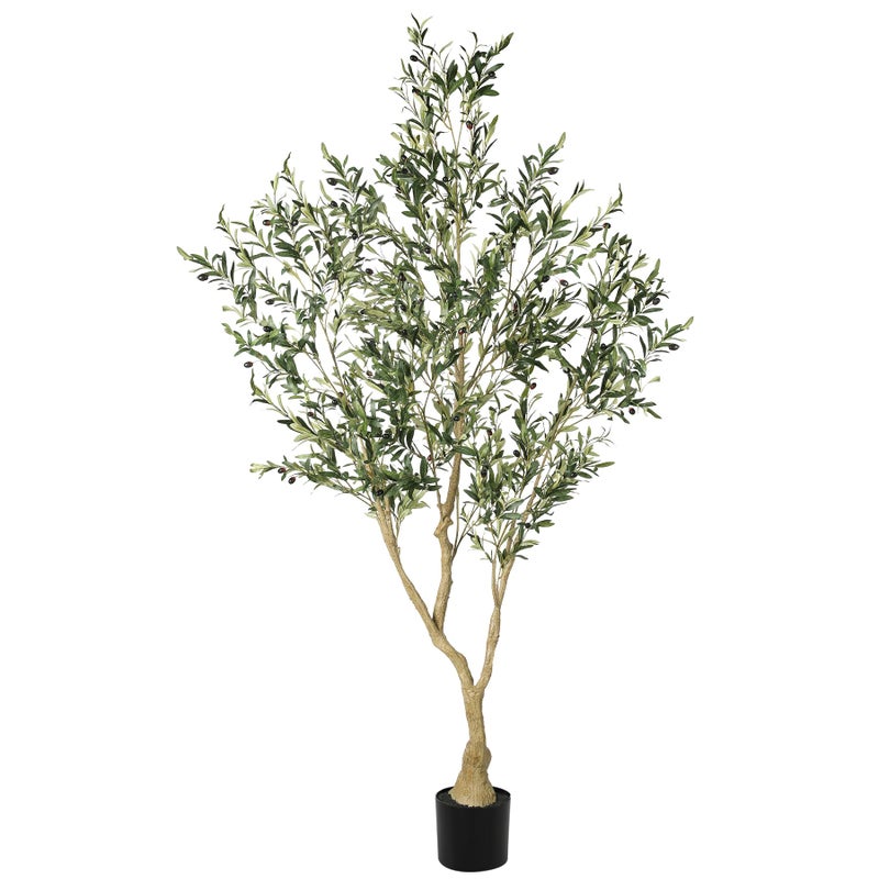 LYERSE Olive Trees Artificial Indoor - Faux Olive Tree 7ft with Large Olive Branches and Lifelike Fruits - Fake Olive Tree for Modern Home Office House Living Room Decor - Image 1