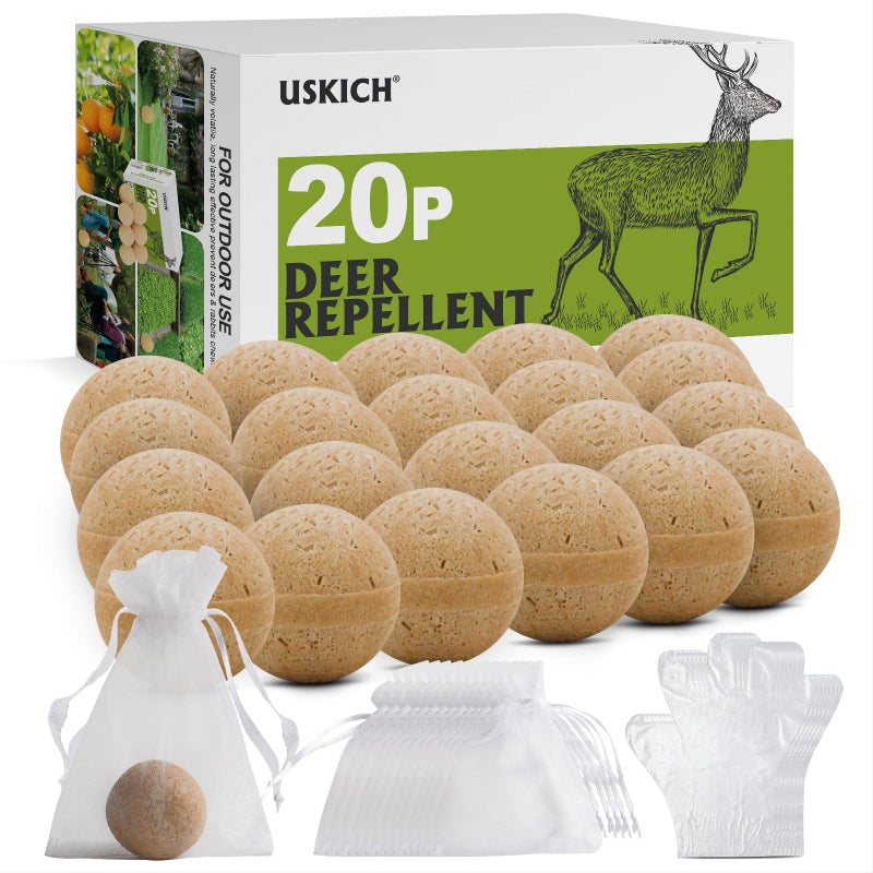 USKICH 20 Pack Deer Repellent, Rabbit Repellent, Deer Deterrent, Powerful Deer Repellent Outdoor for Plants, Rabbit Repellant for Garden, Deer Repellent for Outdoor Tree Yard, Safe for Deer and Plants - Image 1
