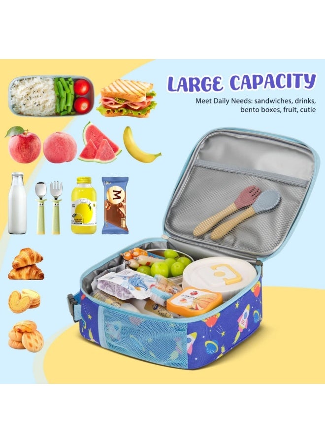 SänHahn Kids Lunch Box Insulated Soft Bag Mini Cooler Back to School Thermal Meal Tote Kit with Proof Water-resistant Lining for Girls, Boys (Blue Planet)  - Image 2
