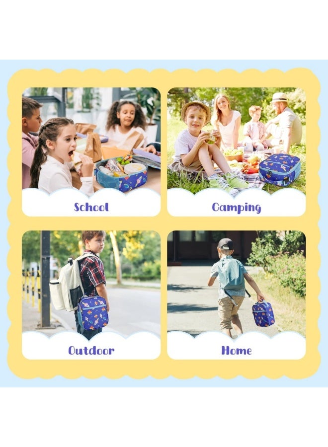 SänHahn Kids Lunch Box Insulated Soft Bag Mini Cooler Back to School Thermal Meal Tote Kit with Proof Water-resistant Lining for Girls, Boys (Blue Planet)  - Image 3