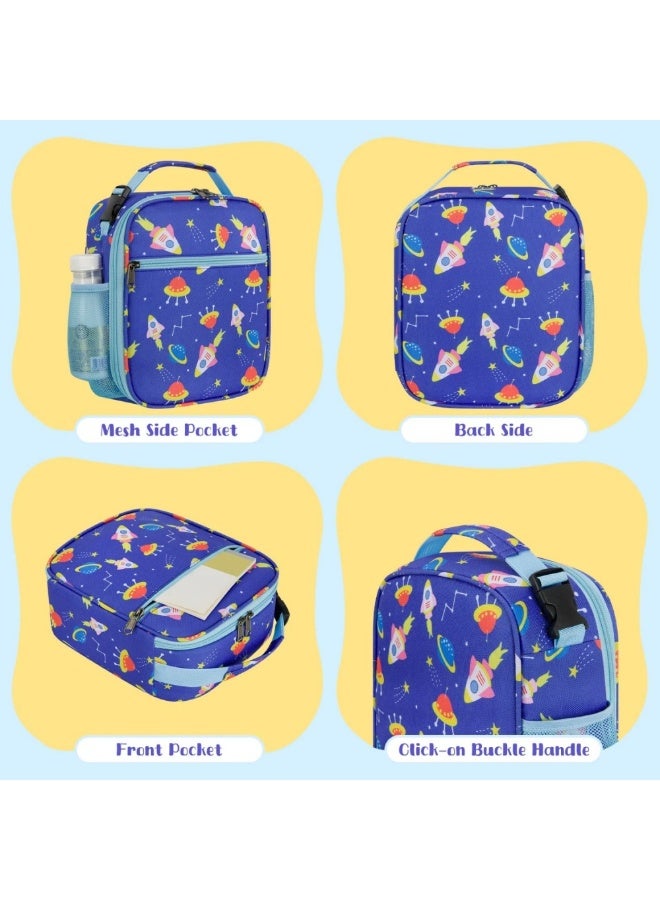 SänHahn Kids Lunch Box Insulated Soft Bag Mini Cooler Back to School Thermal Meal Tote Kit with Proof Water-resistant Lining for Girls, Boys (Blue Planet)  - Image 4