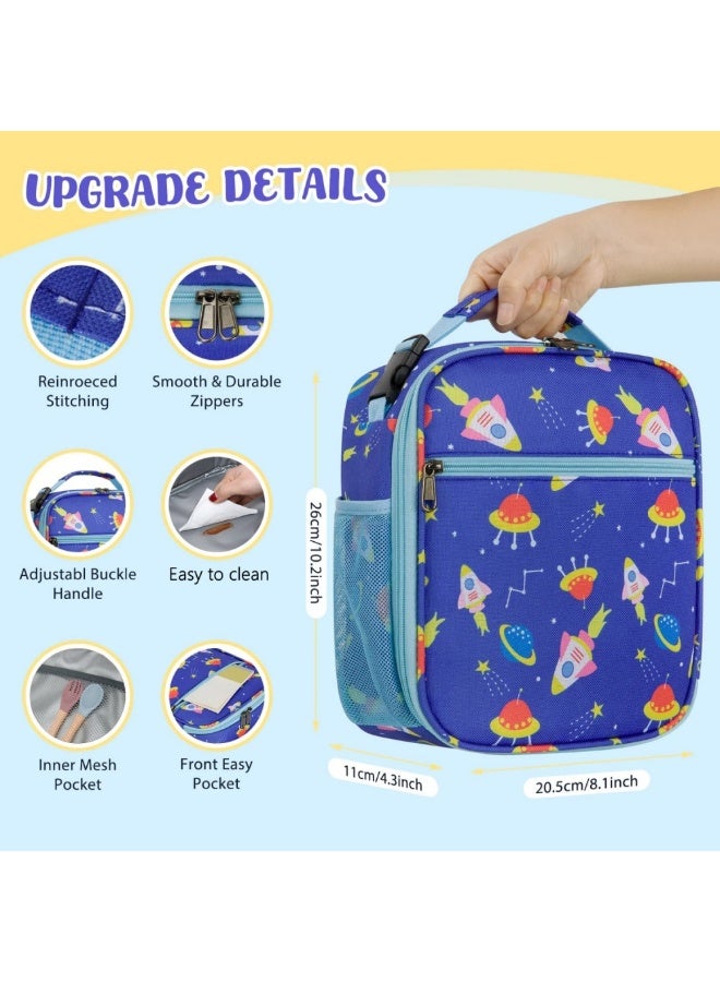 SänHahn Kids Lunch Box Insulated Soft Bag Mini Cooler Back to School Thermal Meal Tote Kit with Proof Water-resistant Lining for Girls, Boys (Blue Planet)  - Image 5