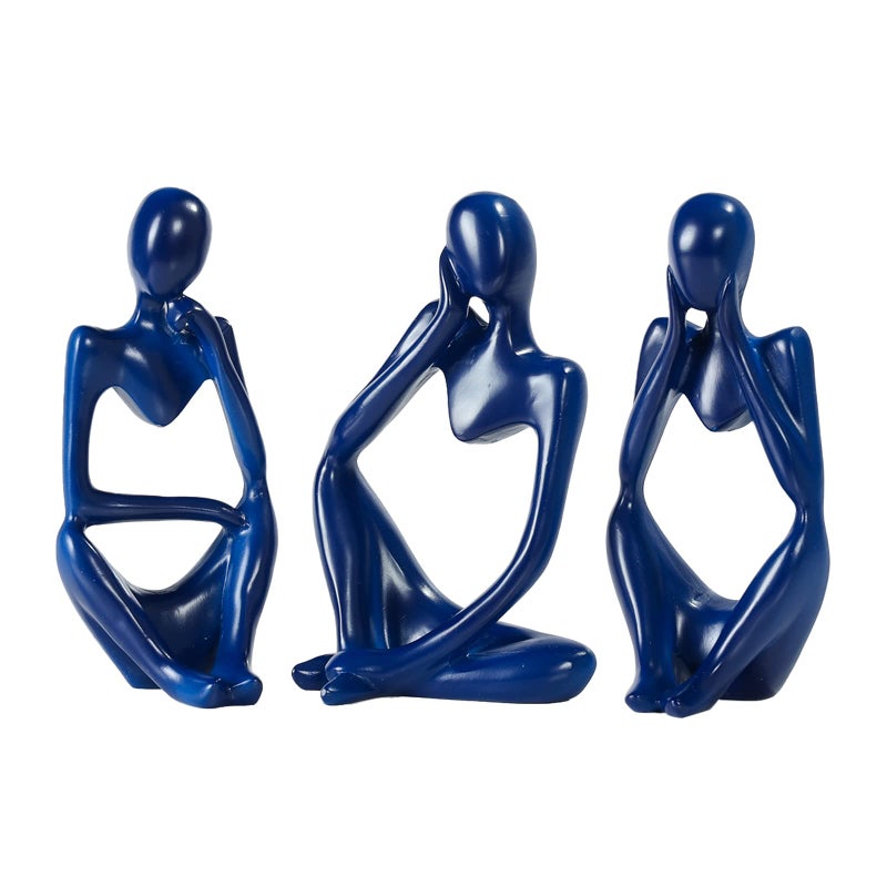 BMLCGJ Thinker Statue Gold Decor Abstract Art Sculpture  Golden Resin Collectible Figurines for Home Living Room Office Shelf Decoration Great Gift Ideas (Blue) - Image 1
