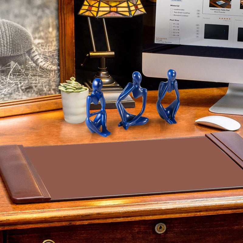 BMLCGJ Thinker Statue Gold Decor Abstract Art Sculpture  Golden Resin Collectible Figurines for Home Living Room Office Shelf Decoration Great Gift Ideas (Blue) - Image 5