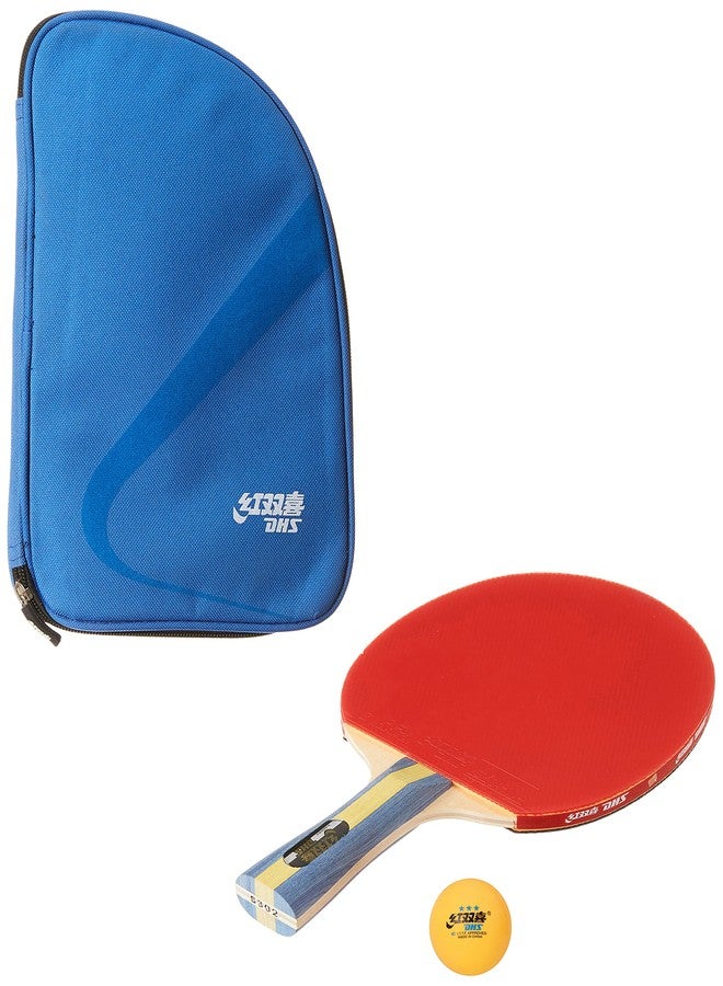 دي إتش أس مضرب تنس الطاولة S-S302 DHS مع كرة تنس الطاولة DHS 40 مم 3 نجوم برتقالية (علبة 60 قطعة) وغطاء مضرب تنس الطاولة RC104 DHS أزرق - Image 2