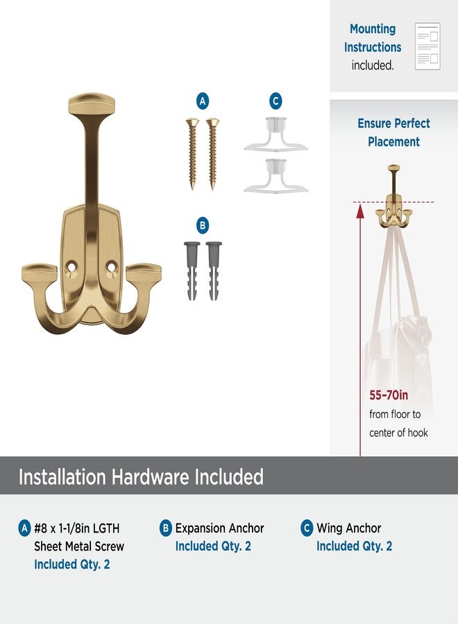 Amerock H37004CZ | Vicinity Triple Prong Decorative Wall Hook | Champagne Bronze Hook for Coats, Hats, Backpacks, Bags | Hooks for Bathroom, Bedroom, Closet, Entryway, Laundry Room, Office - Image 5