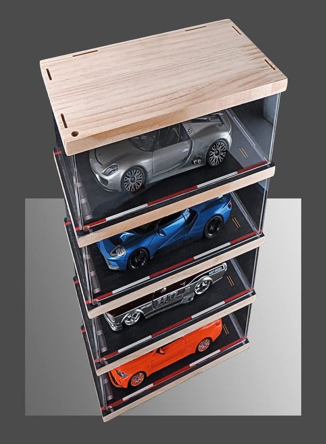 Kivcmds 1:24 Scale 4-Tier Vehicle Display Case with Parking Lot Scene for Sports Car & Lego Collectors, Display Stand for Alloy Car Model Toy (4-Tier Auto Repair Store Scene) - Image 4