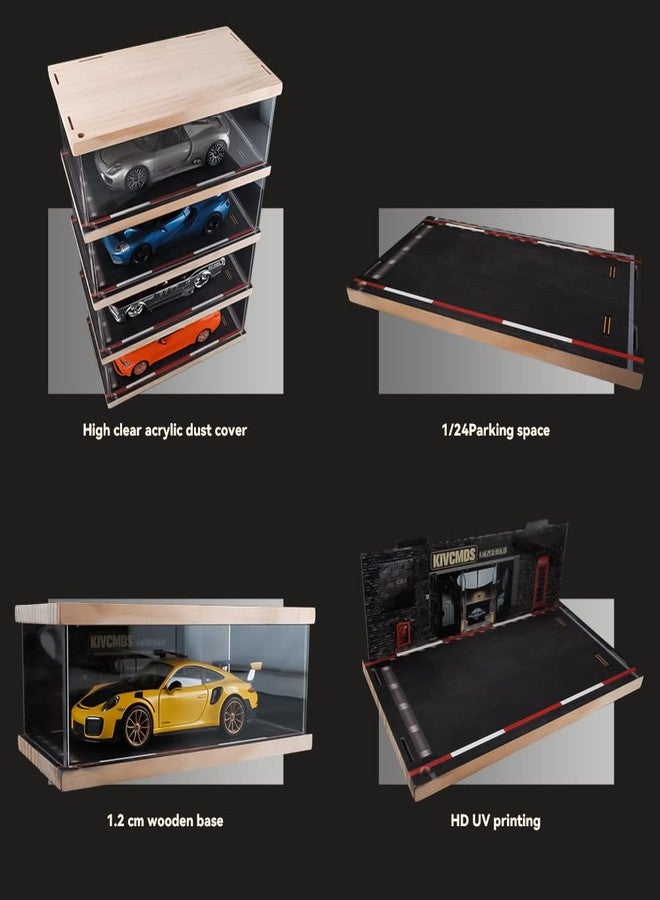 Kivcmds 1:24 Scale 4-Tier Vehicle Display Case with Parking Lot Scene for Sports Car & Lego Collectors, Display Stand for Alloy Car Model Toy (4-Tier Auto Repair Store Scene) - Image 5