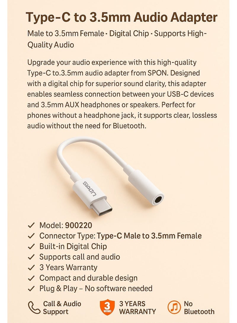 SPON USB-C to 3.5mm Female Audio Adapter – Type-C Digital Chip – Supports High-Fidelity Audio – Model 900220 - Image 4