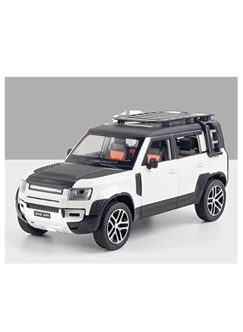 FUSIONPULSE 1:24 Scale Land Rover Defender Toy Cars, Diecast Model Luxury Metal Car Collection, Zinc Alloy Pull Back with Front and Back Lights and Sound, Open Doors  - Image 1
